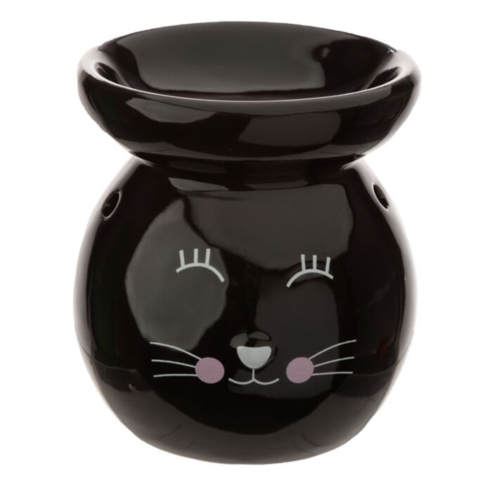 Ceramic Cat Face Eden Oil Burner Black Oil Burner