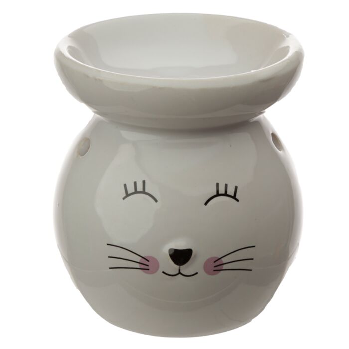 Ceramic Cat Face Eden Oil Burner White Oil Burner