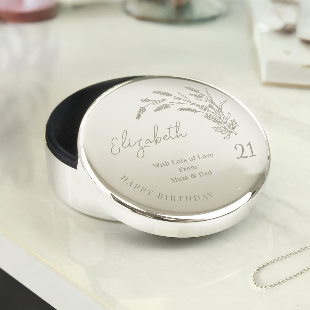 Personalised Birthday Round Trinket Box Trinket box
