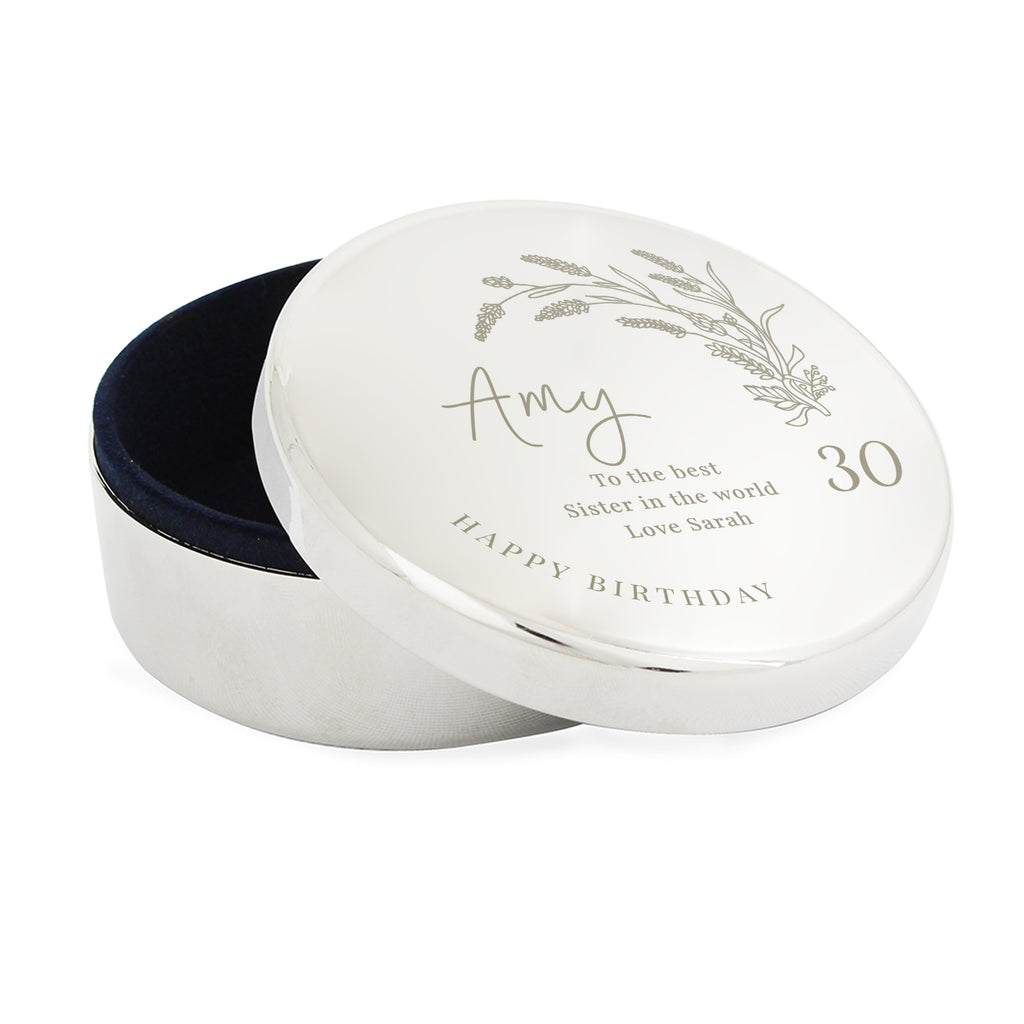 Personalised Birthday Round Trinket Box Trinket box