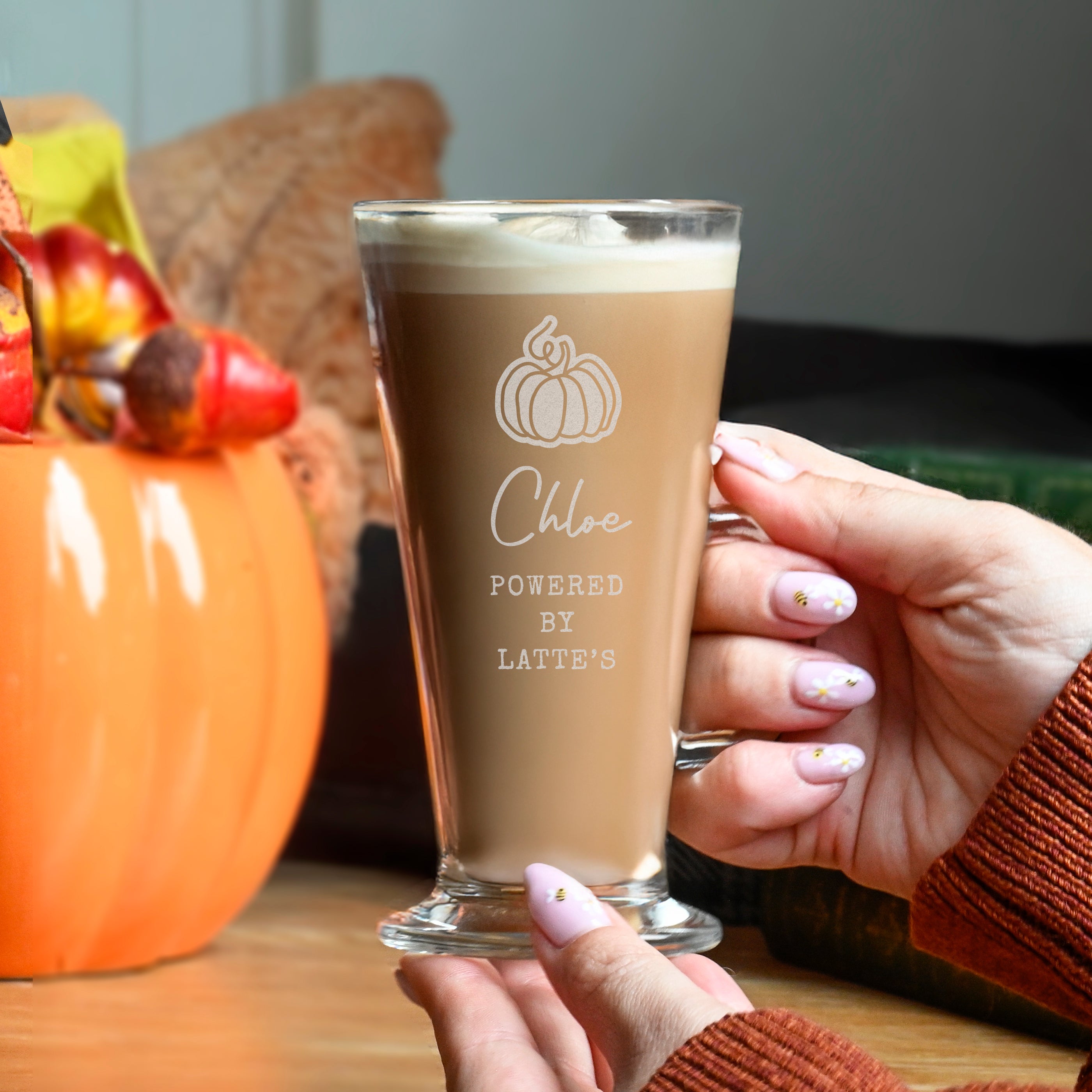 Personalised Pumpkin Latte Glass Glass