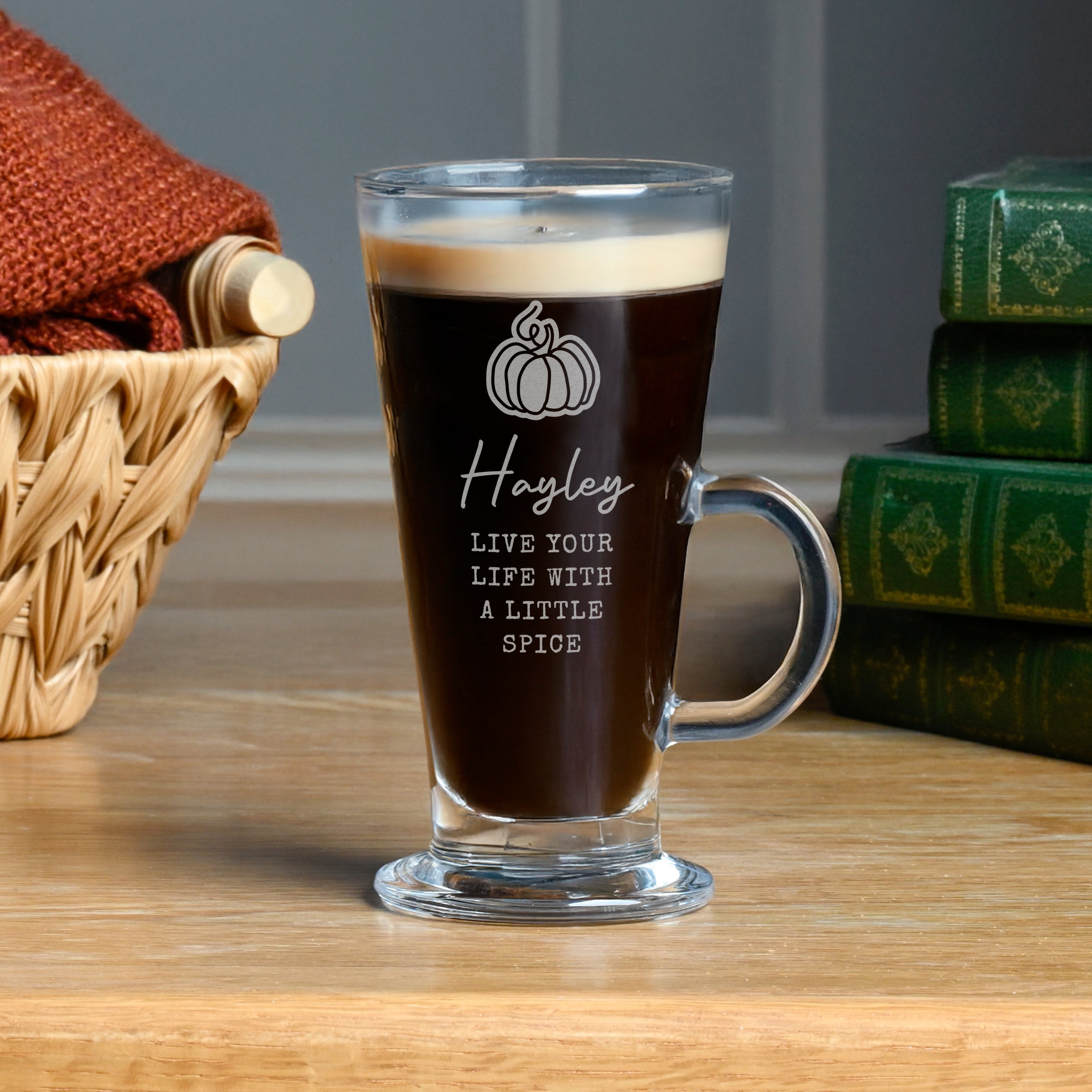 Personalised Pumpkin Latte Glass Glass