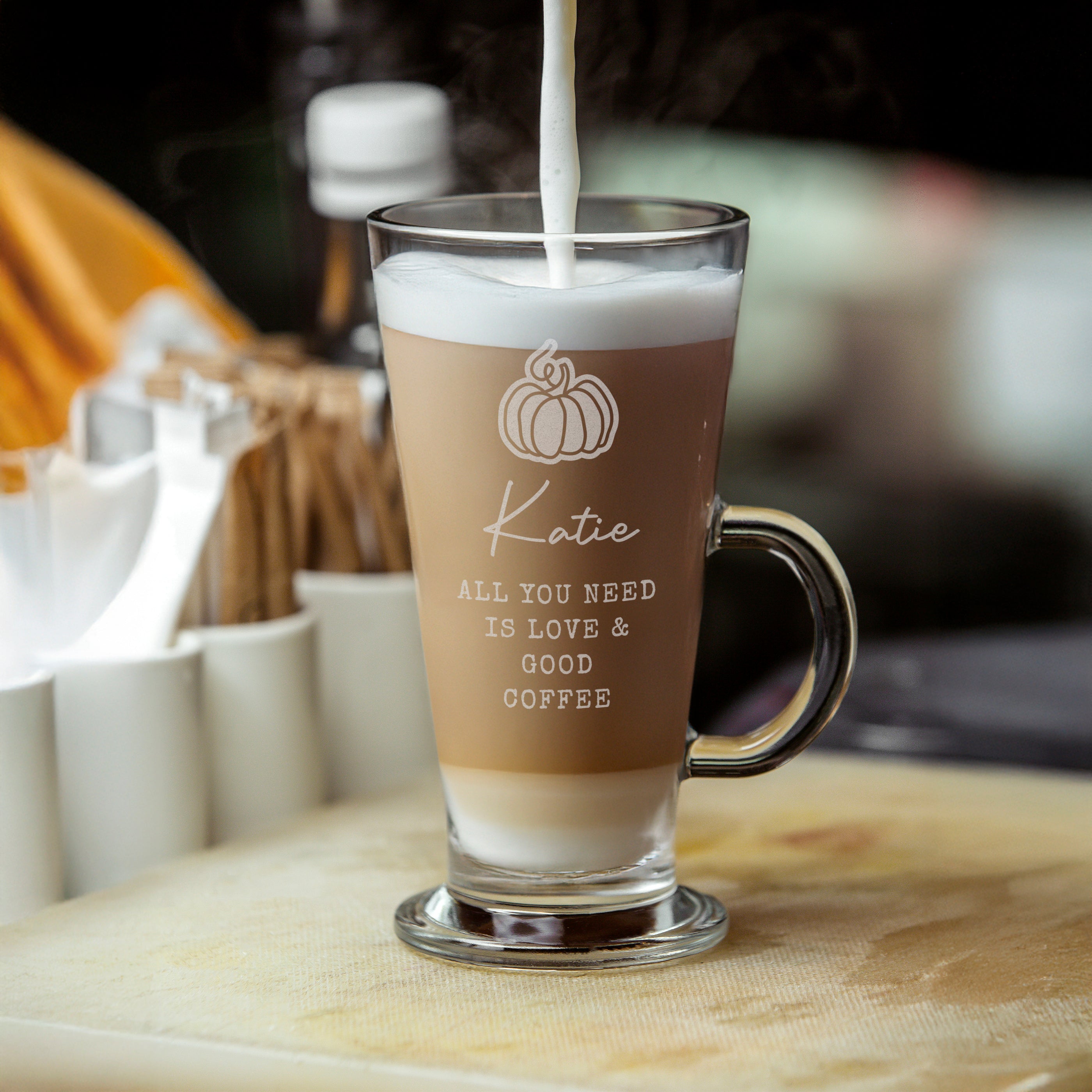 Personalised Pumpkin Latte Glass Glass