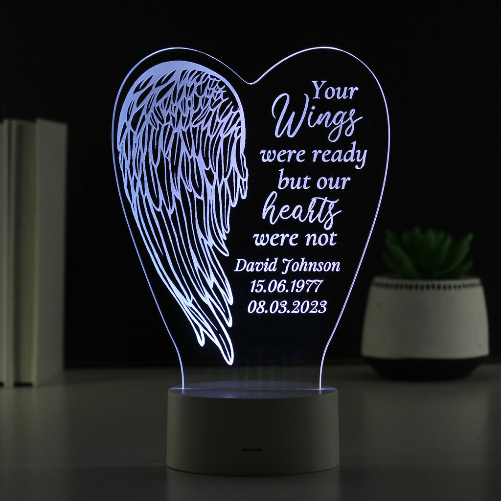 Personalised Angel Wings Memorial Colour Changing LED Light Led light