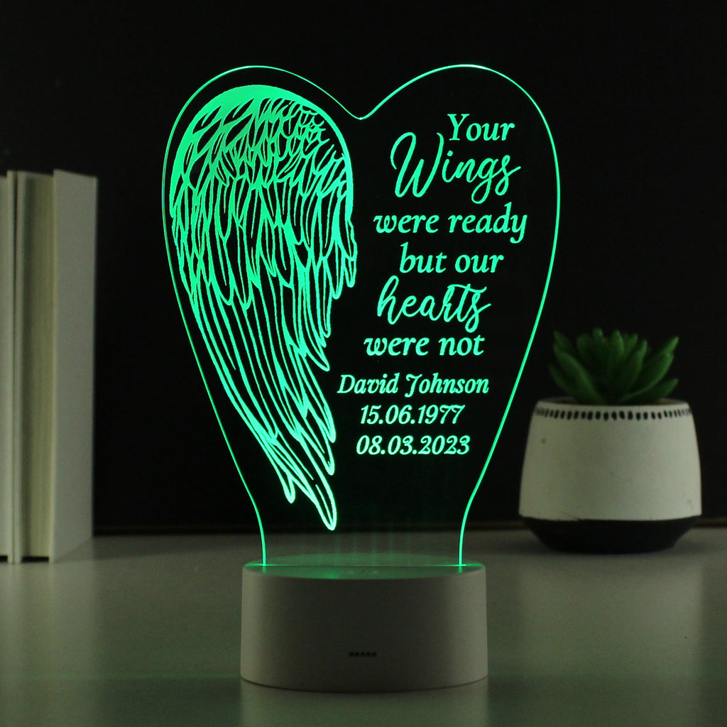 Personalised Angel Wings Memorial Colour Changing LED Light Led light