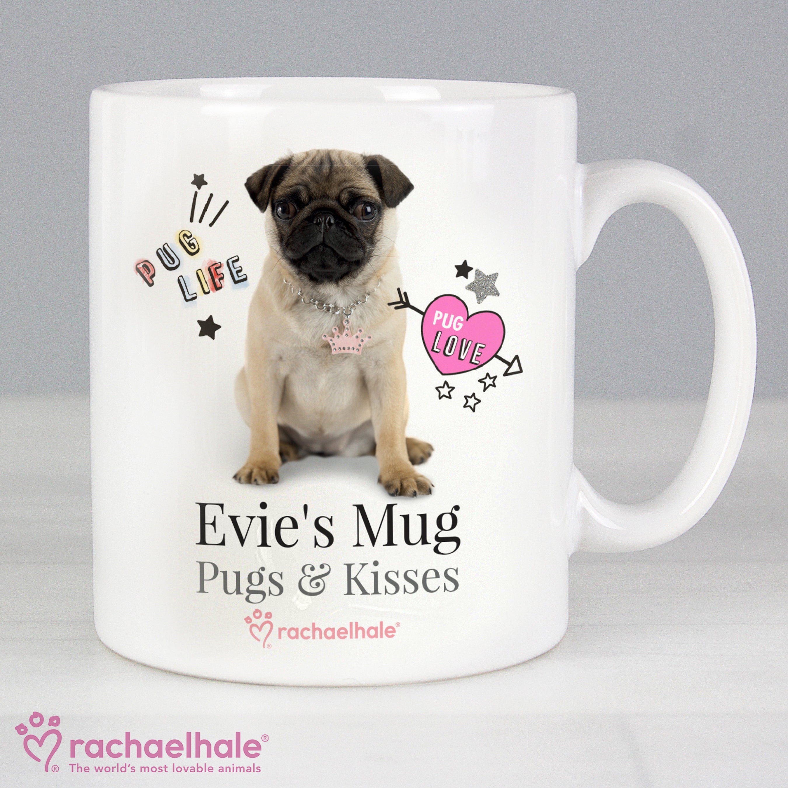 Personalised Rachael Hale Doodle Pug Mug Mug