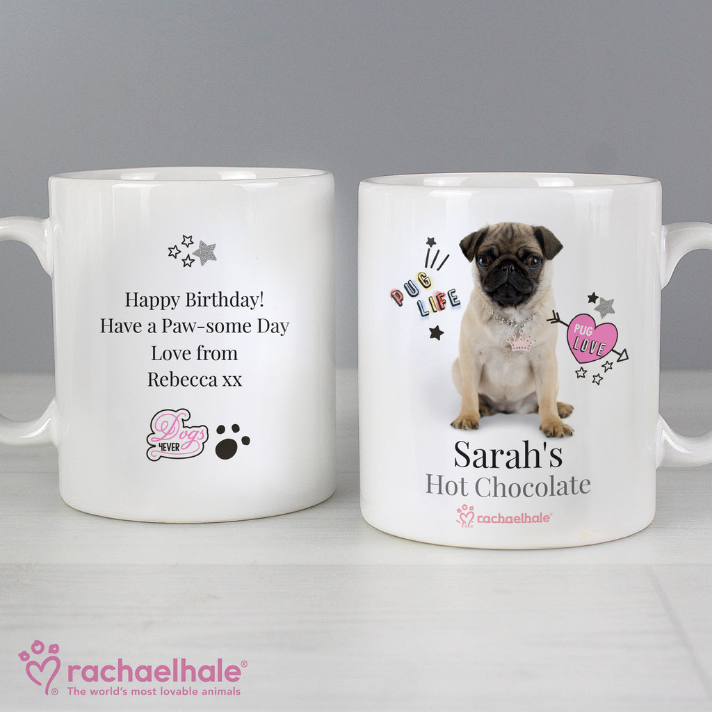 Personalised Rachael Hale Doodle Pug Mug Mug