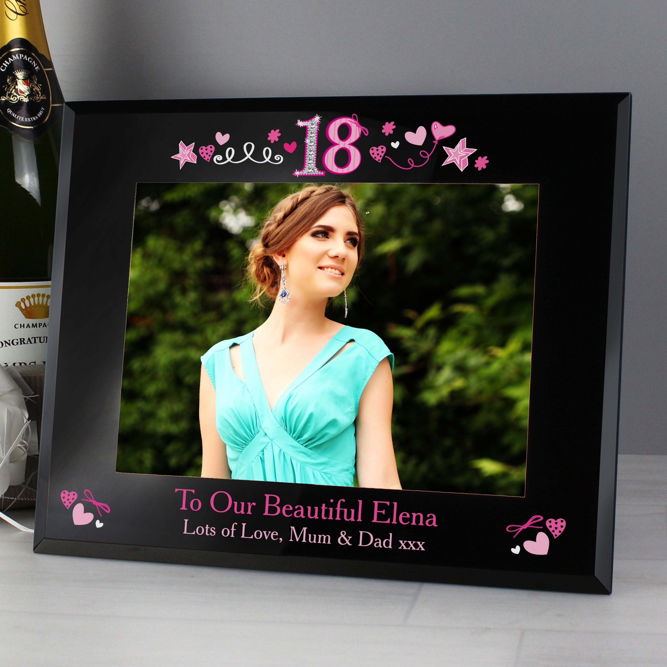 Personalised 18th Birthday Black Glass 5x7 Frame Frame