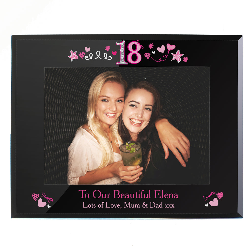 Personalised 18th Birthday Black Glass 5x7 Frame Frame