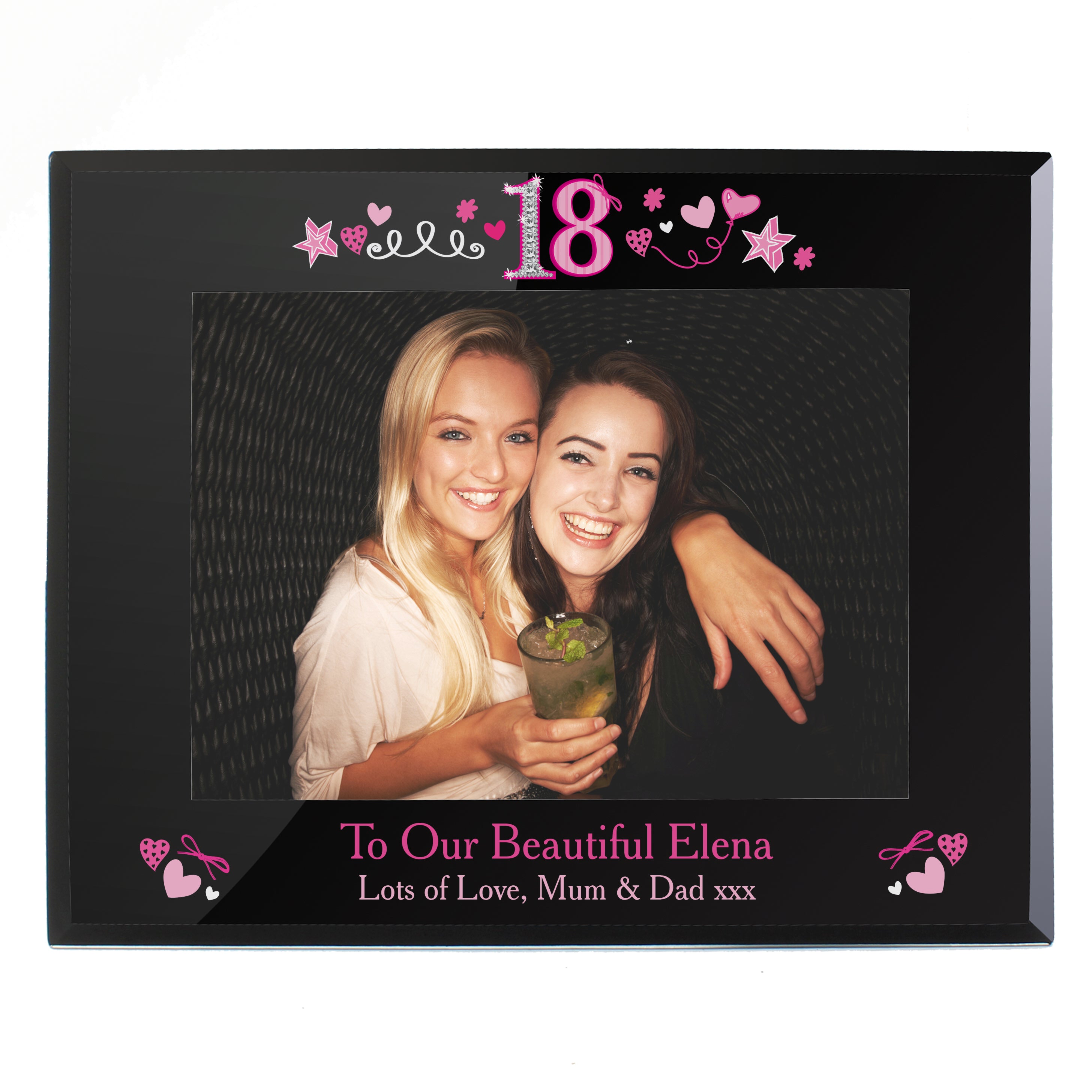 Personalised 18th Birthday Black Glass 5x7 Frame Frame