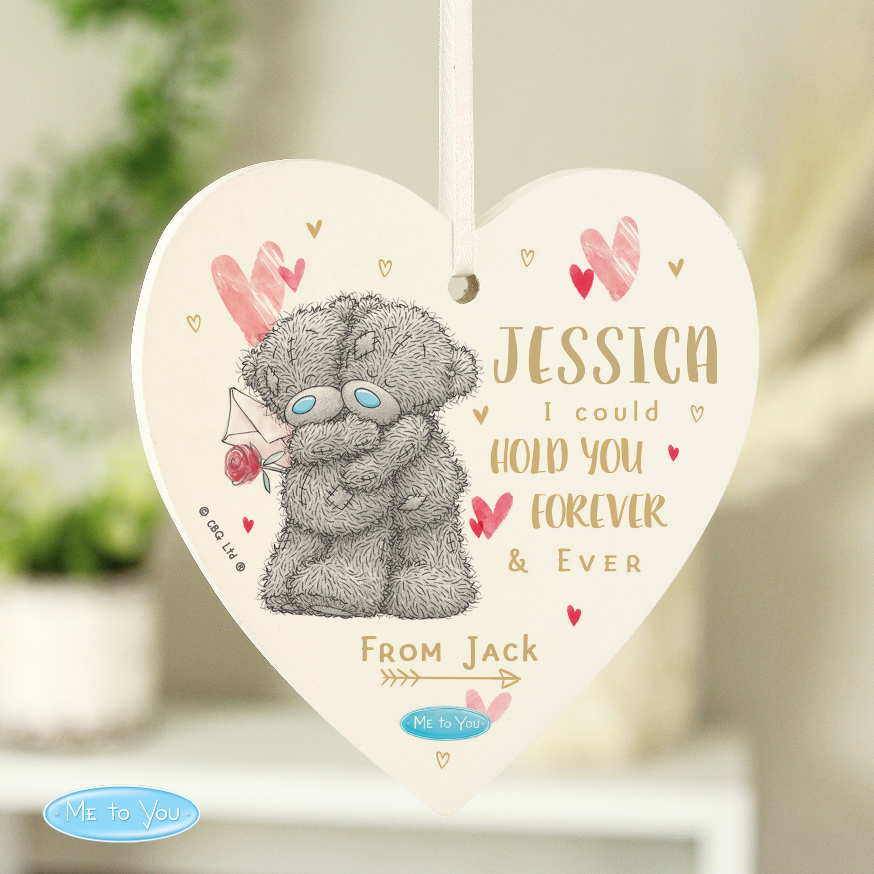 Personalised Me To You Hold You Forever Wooden Heart Decoration Hanging decor