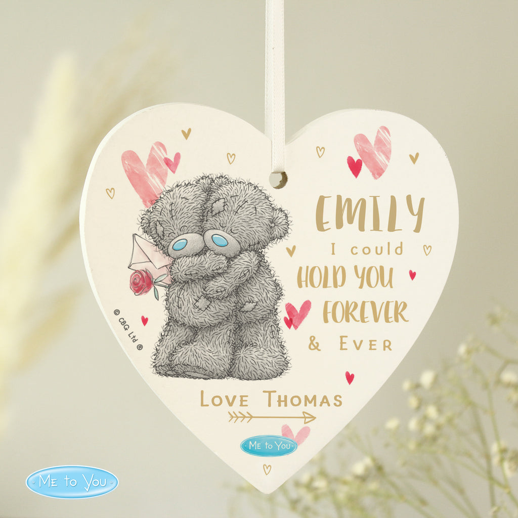 Personalised Me To You Hold You Forever Wooden Heart Decoration Hanging decor