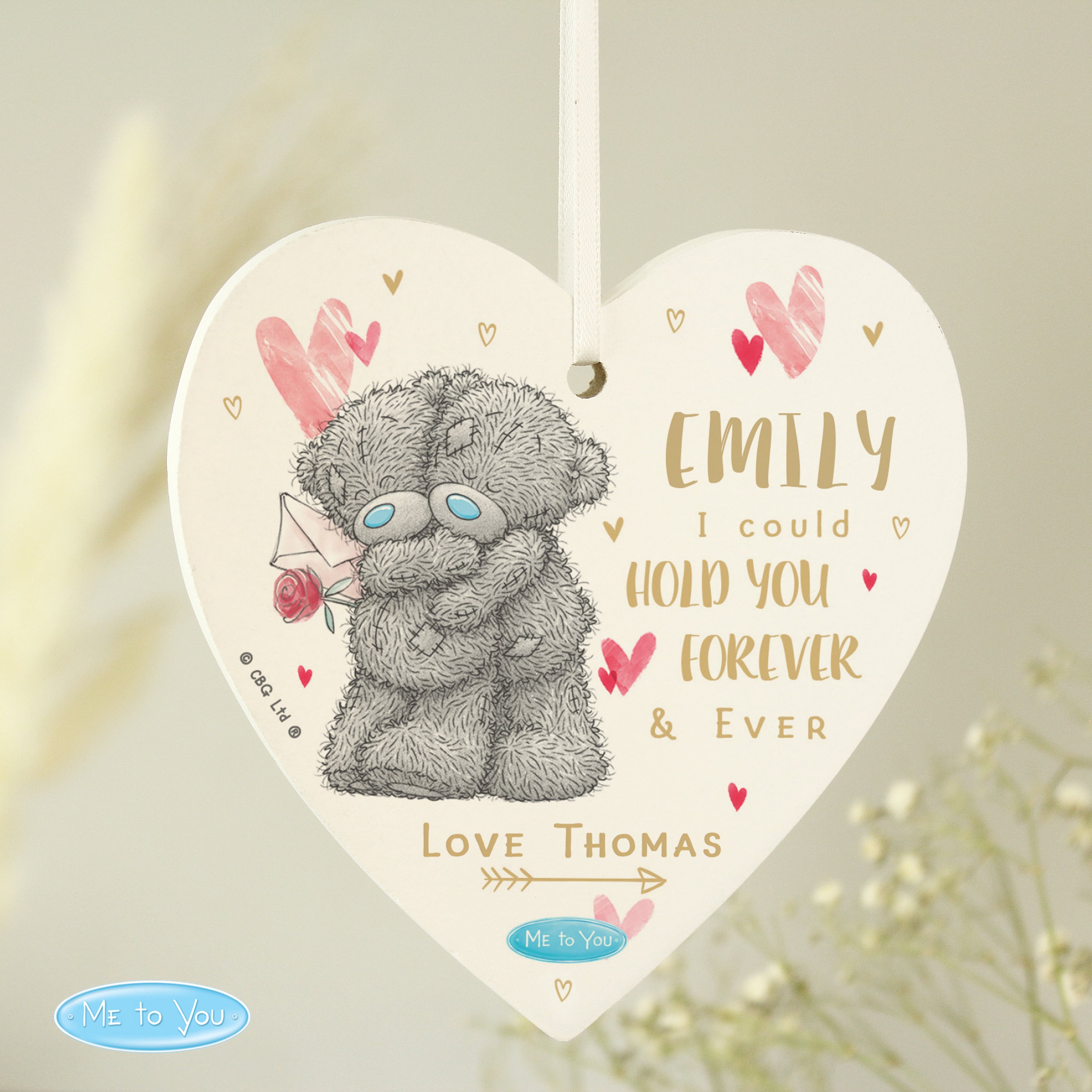 Personalised Me To You Hold You Forever Wooden Heart Decoration Hanging decor