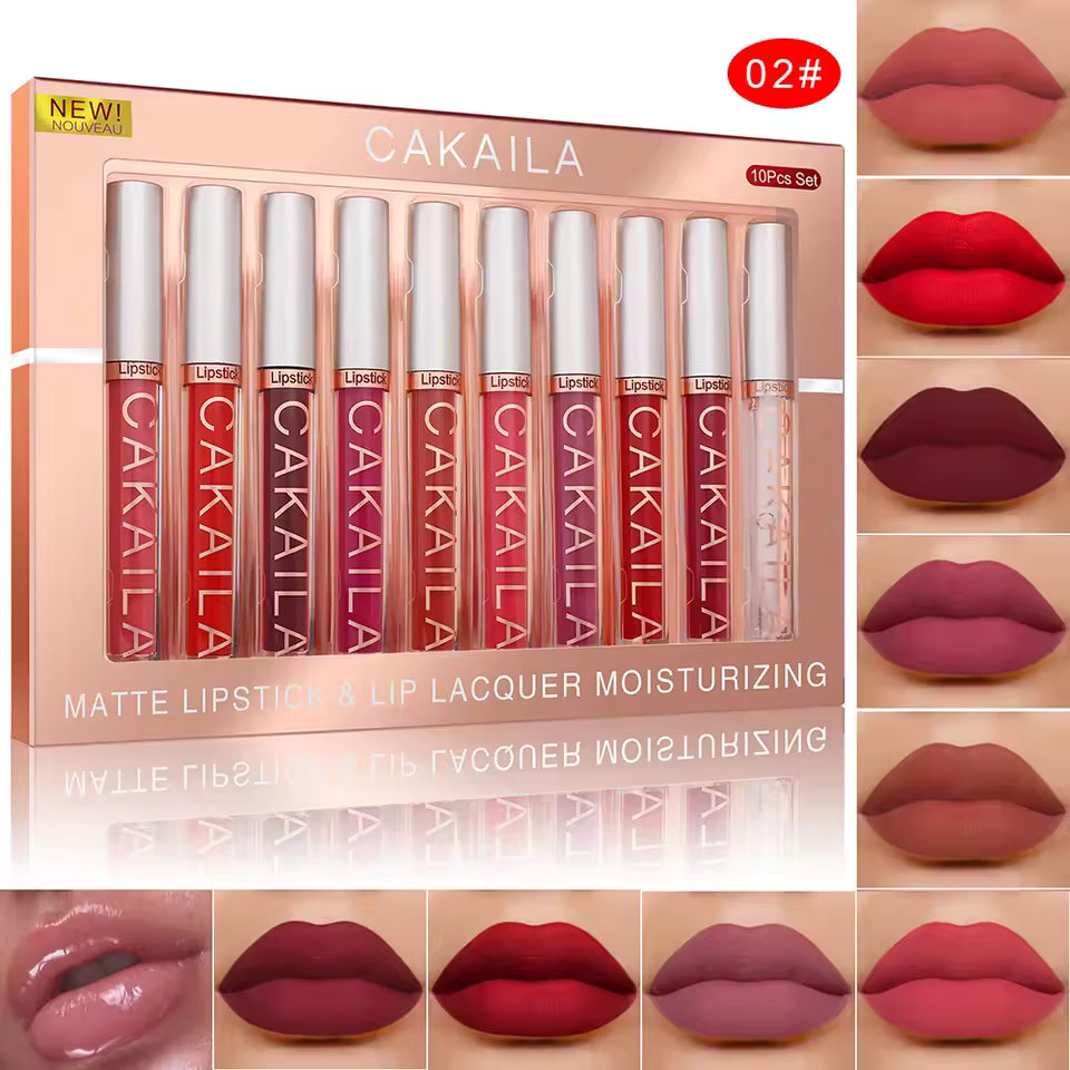 CAKAILA Pro 10pc Nude Velvet Matte Liquid Lipstick Set