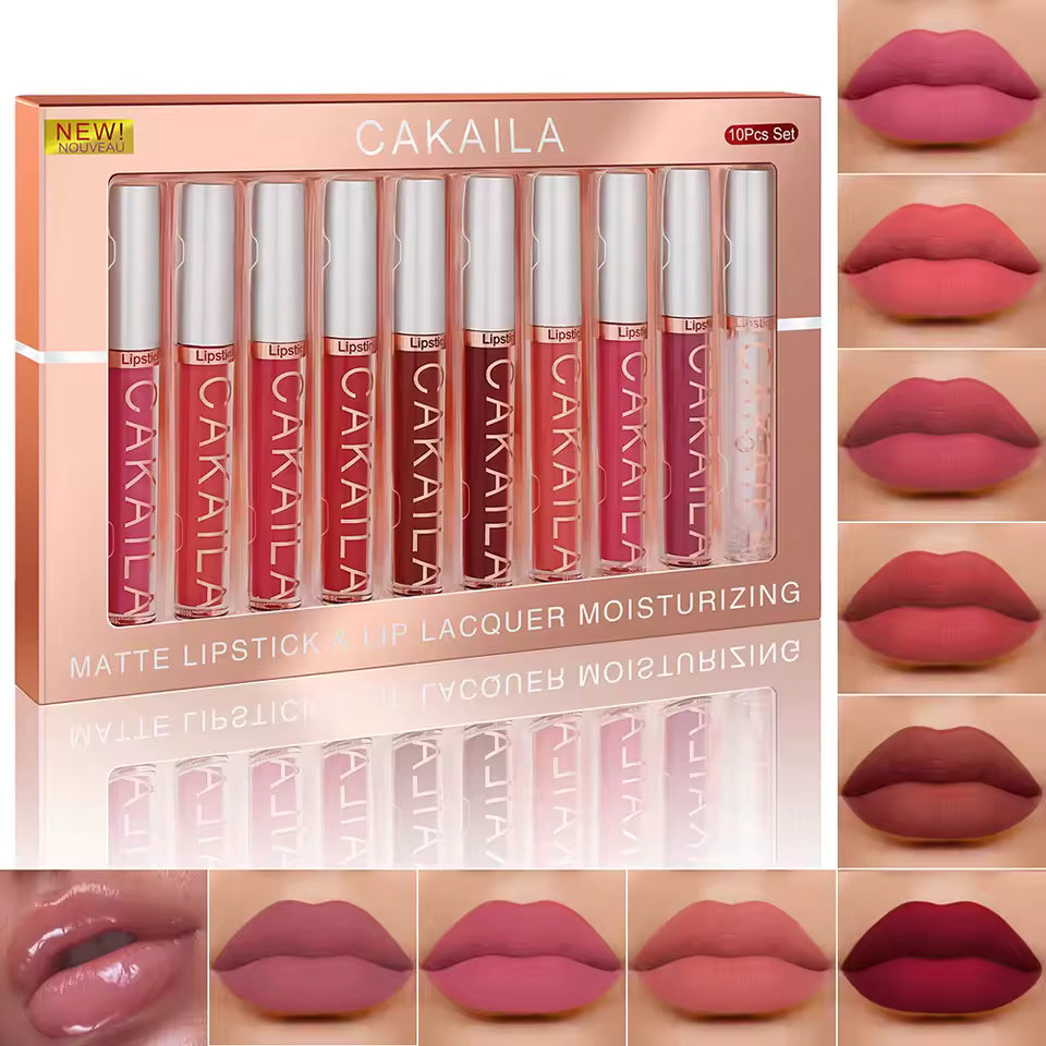 CAKAILA Pro 10pc Nude Velvet Matte Liquid Lipstick Set