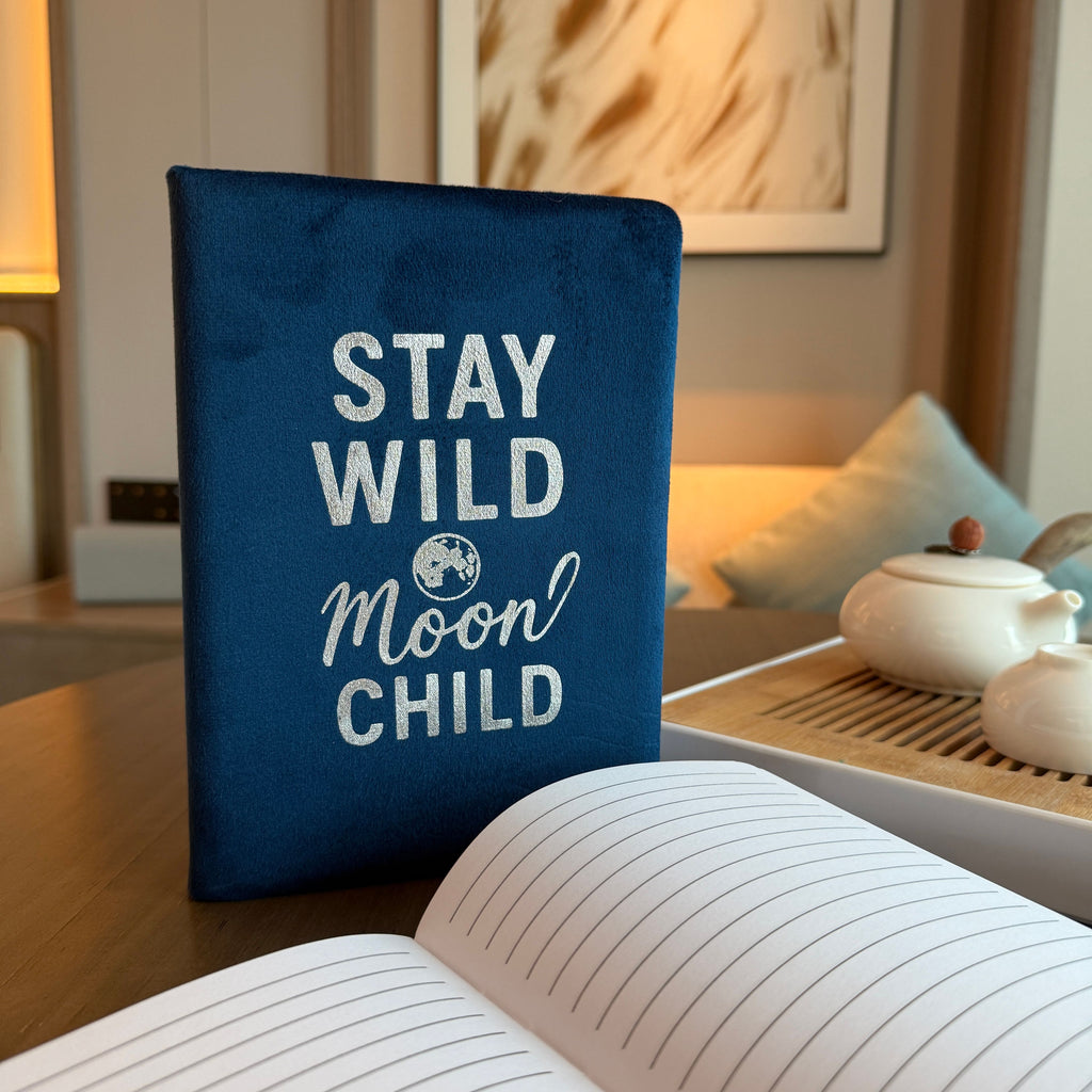 Dark Blue Velvet Notebook - 80 pages - Stay Wild Moon Child