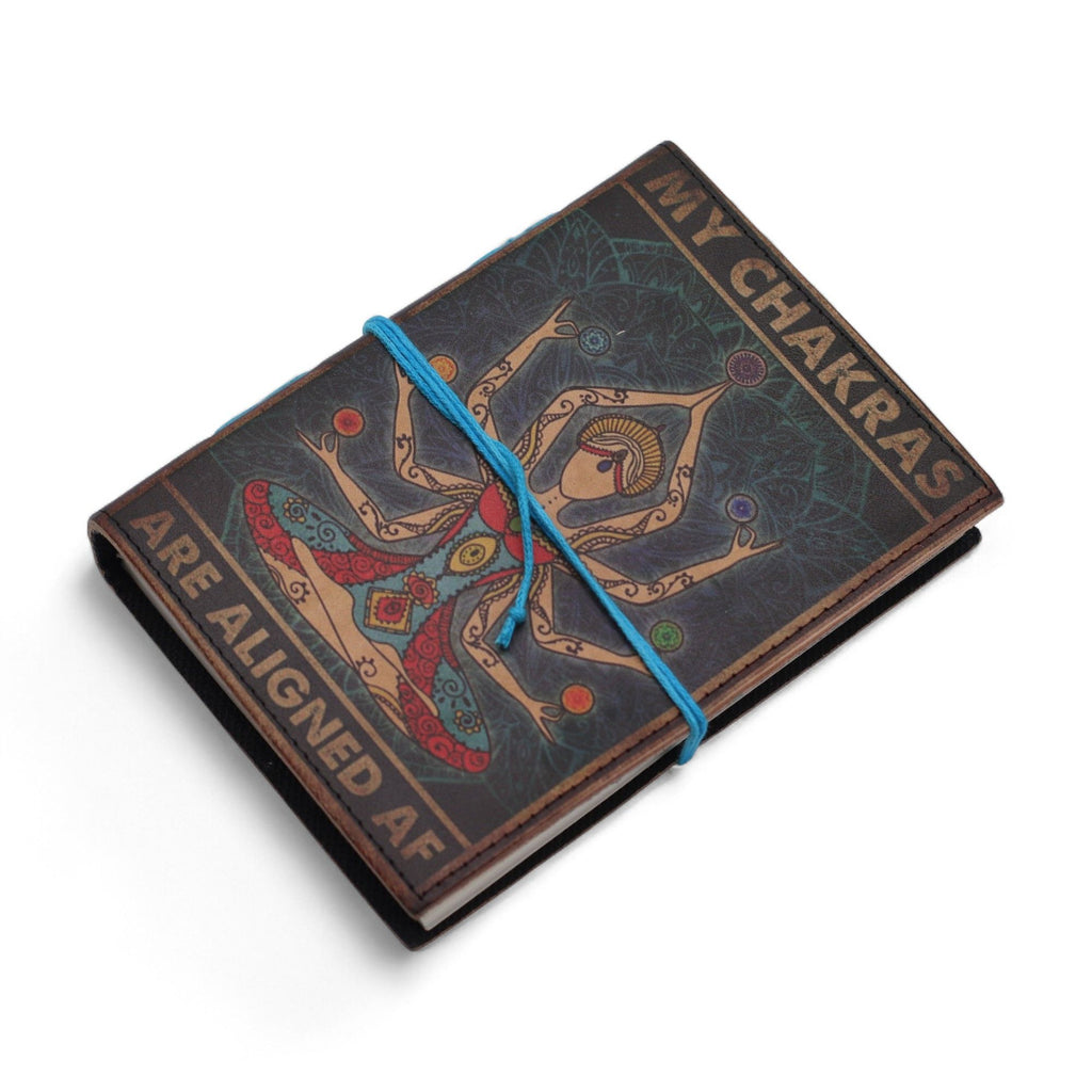 Leather Printed Notebook – My Chakras Are Aligned AF - 17.8×12.7 cm