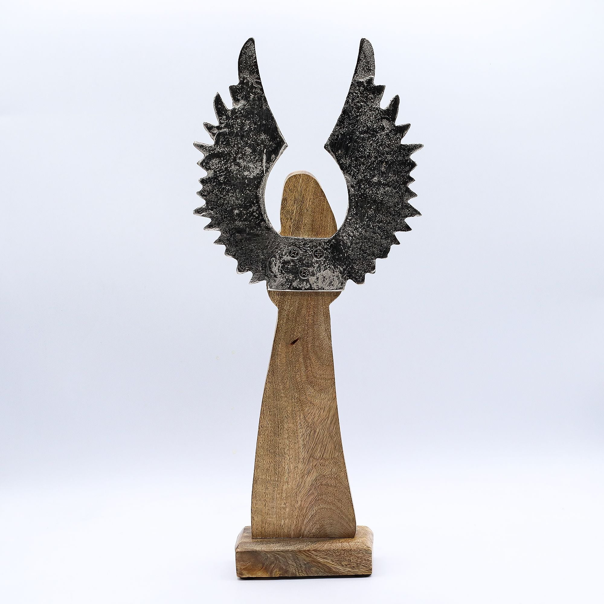 Large Mango Wood Gardian Angel Metal Wings & Enamel Detail