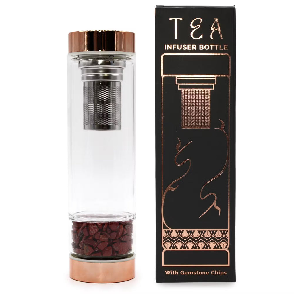 Crystal Glass Tea Infuser Bottle - Rose Gold - various