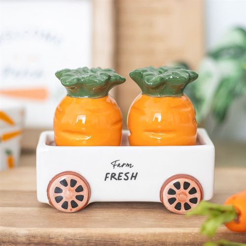 Carrot Salt and Pepper Shakers in Wagon Salt & pepper pots