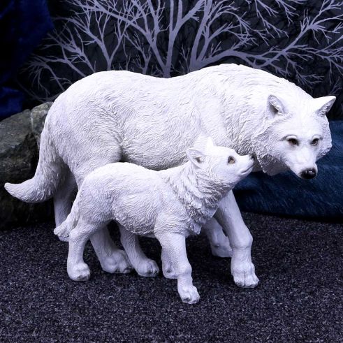 Winter Offspring Mother and Wolf Pup Ornament Ornament